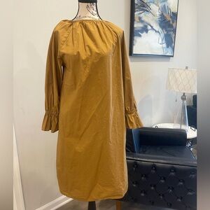 Mustard Yellow Balloon Sleeve Midi Dress - Size S
